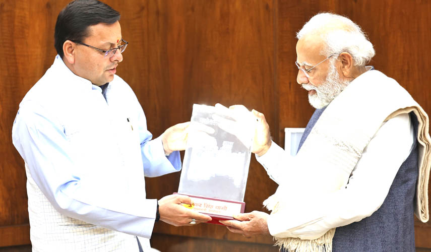 प्रधानमंत्री नरेंद्र मोदी से मिले मुख्यमंत्री पुष्कर सिंह धामी